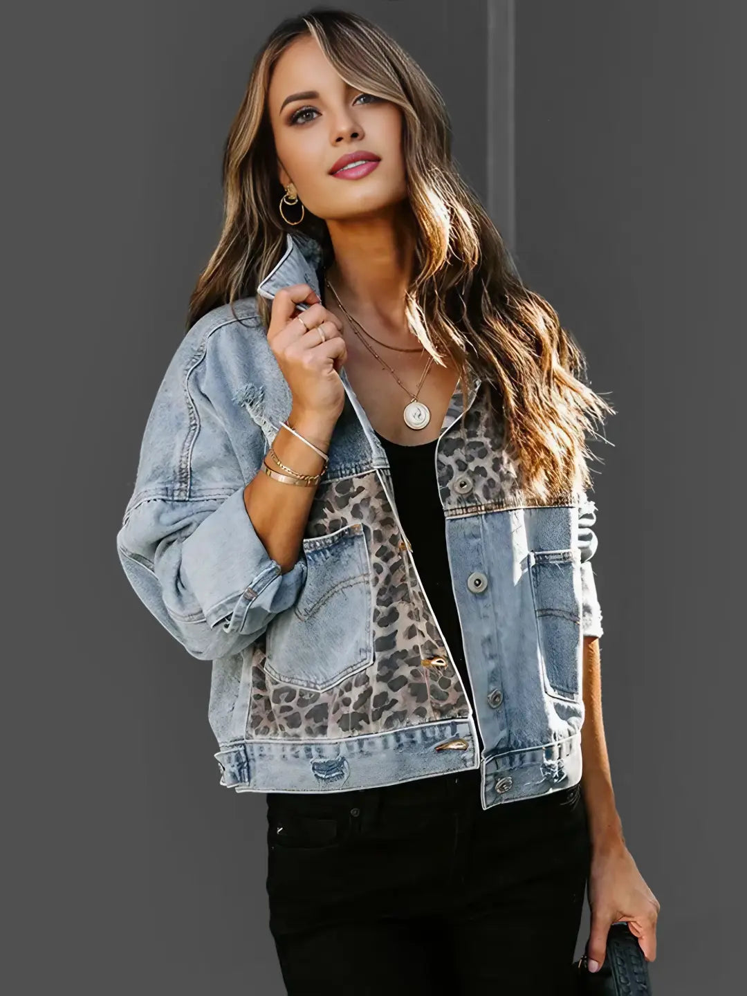 Leopard Print Denim Jack