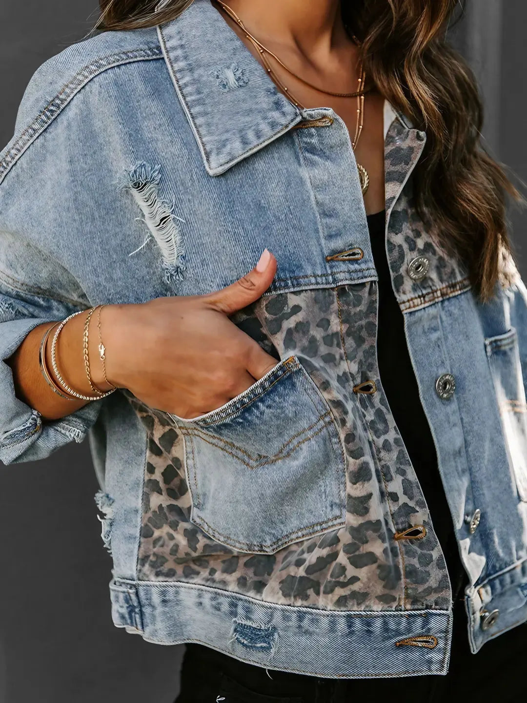 Leopard Print Denim Jack