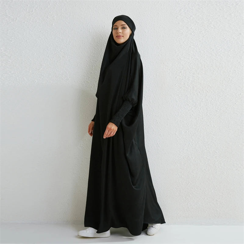 DUBAI Dress | Moslim Abaya Capuchon Smoking Mouw Eendelig Gebedsjurk Vrouwen 1+1 (GRATIS)