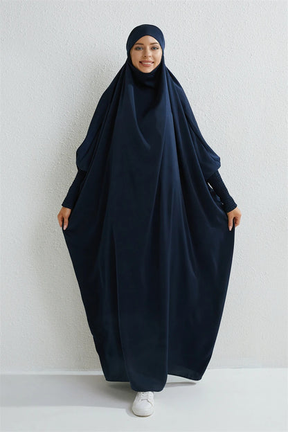 DUBAI Dress | Moslim Abaya Capuchon Smoking Mouw Eendelig Gebedsjurk Vrouwen 1+1 (GRATIS)